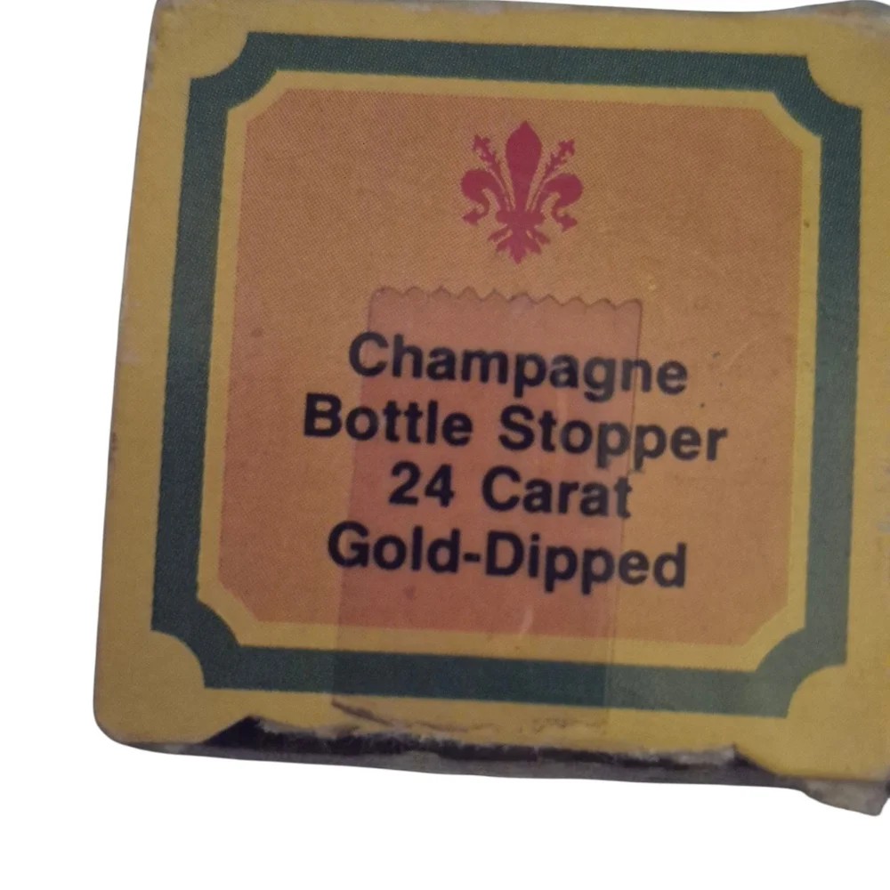 Vintage 24 Carat Gold Plate Champagne Wine Bottle Stopper In Original Box New